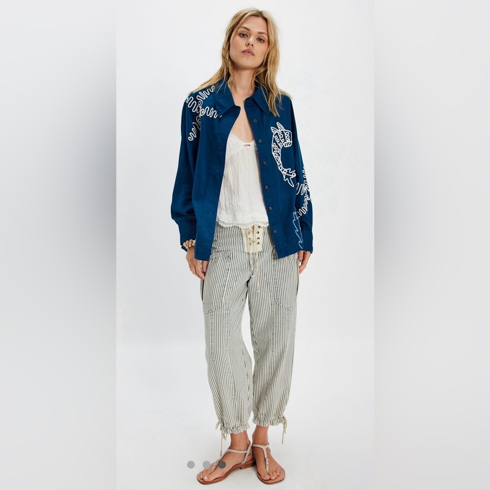 NWT FREE PEOPLE WE THE FREE TIDAL STITCH SHIRT 🐟🐟 - Picture 3 of 4